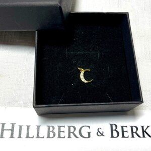 New Hillberg  Berk C pendant charm with crystals Gold tone